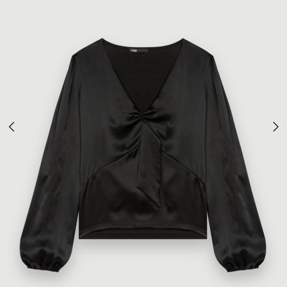 MAJE Black Silk Blouse Size 1
